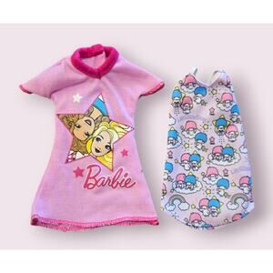 Barbie Doll Pajamas Pink Night Gowns Sleep Shirts Lot Of 2